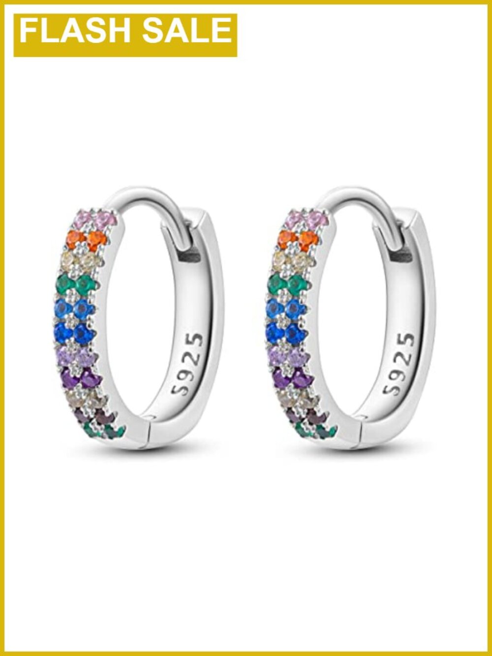 925 Sterling Silver Huggie Hoop Earrings for Women Colored Hoops